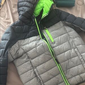 ZeroXposur Kids Puffer Jacket - Gray and Neon Green
